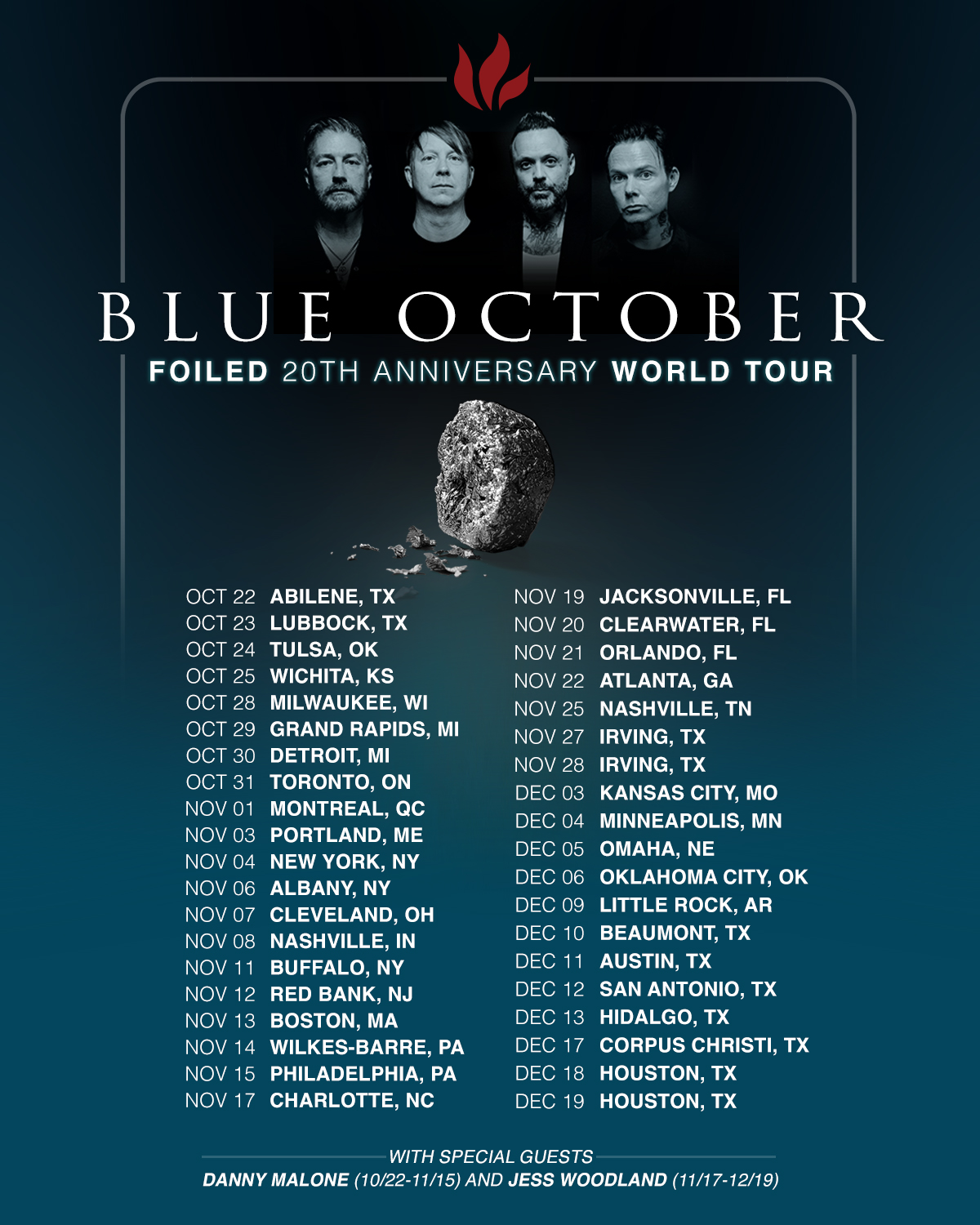 Blue October Foiled Tour Poster 2026–2027